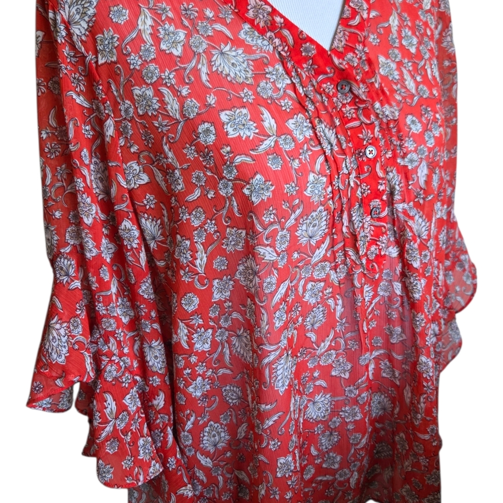 Vince Camuto Red Floral Blouse